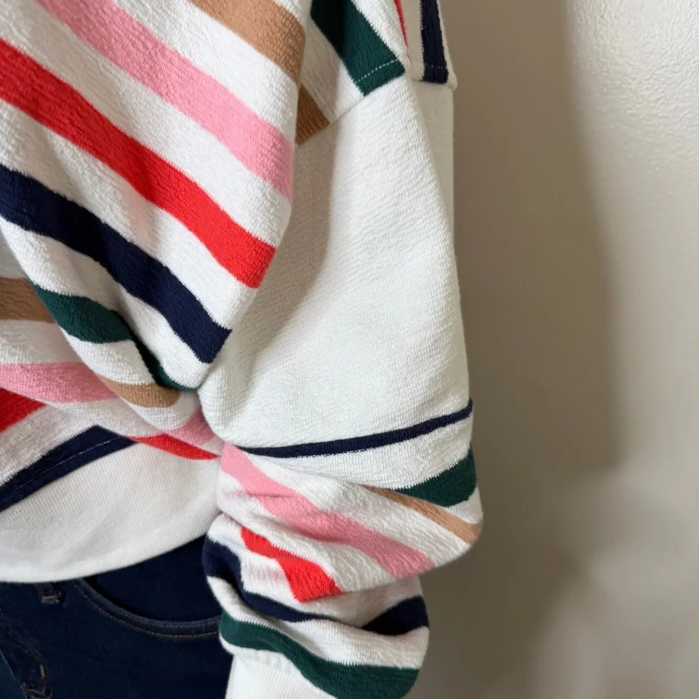 Aerie Always and Forever Colorful Striped Sweatshirt Size Large - Picture 9 of 11